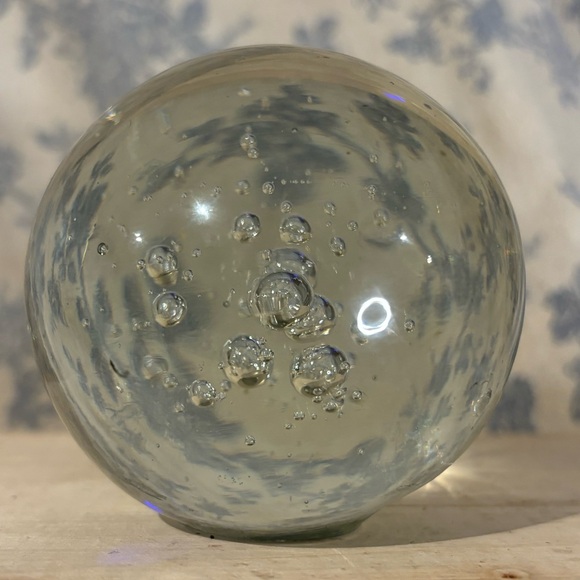 VTG 3” MCM Clear Art Glass Paperweight with Controlled Bubbles - Picture 3 of 4